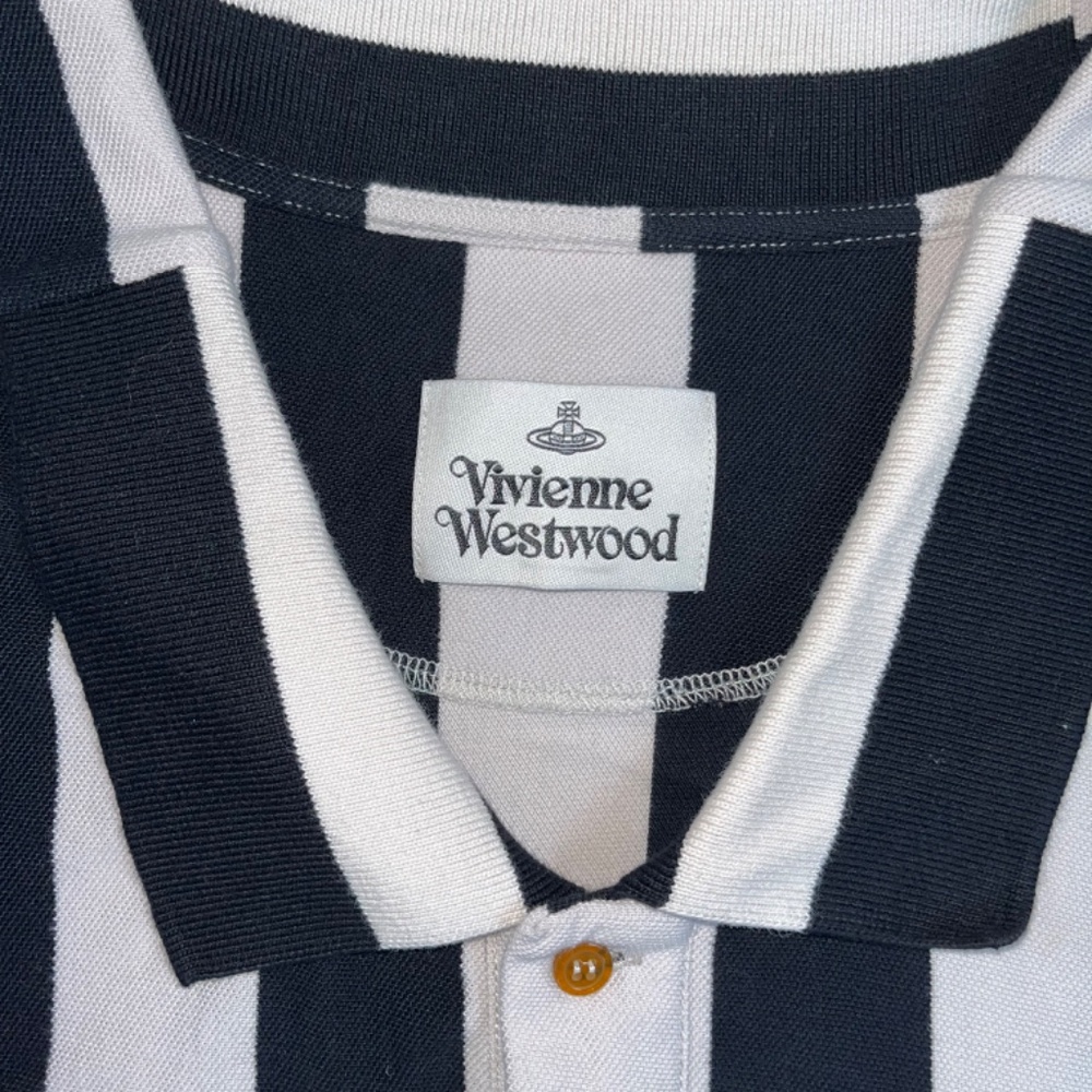 Vivienne Westwood Orb-embroidered Striped Polo Shirt Size L - Picture 7 of 7